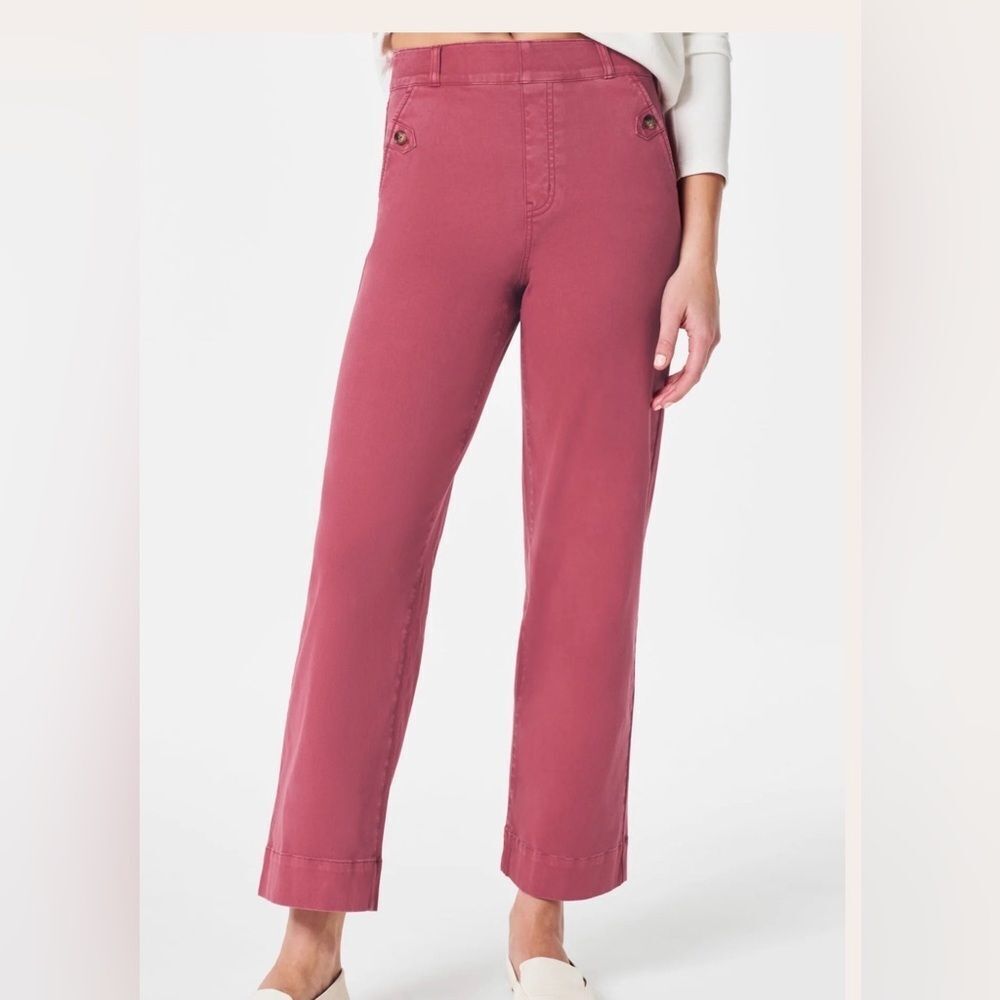 Spanx Stretch Twill Cropped Wide Leg Pants - Wild Rose
